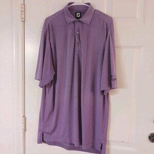 Footjoy FJ Golf Polo Shirt Mens Size Large Purple Striped Desert Pines Las Vegas
